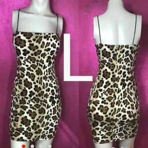 🆕Brown Animal Print Leopard Bodycon Dress Size L